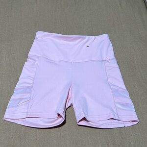 High Waist Side Ruched Biker Shorts With Pockets - Pink size small